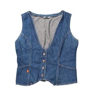 Vintage Levi's Orange Tab Denim Vest V-Neck Waistcoat Blue Jean